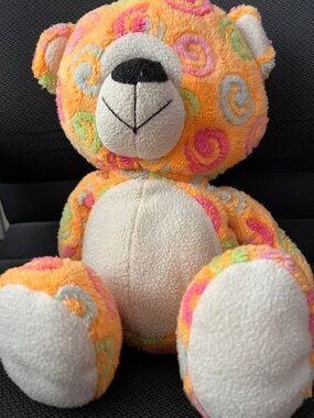 Plush Kids Orange Swirl Teddy Bear - Soft Cuddly Toy